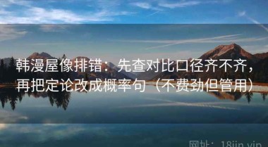 韩漫屋像排错：先查对比口径齐不齐，再把定论改成概率句（不费劲但管用）